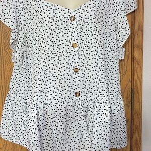 White Polka Dot Women's Top